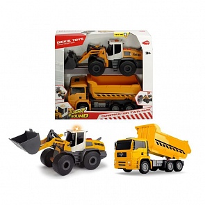 Набор Construction Twin Pack с экскаватором 30 см и грузовиком 28 см, свет и звук (Dickie Toys, 3726008)
